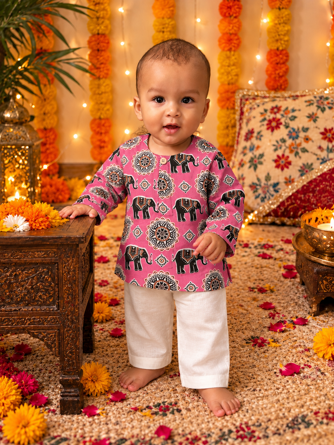Pink Elephant Kurta Pajama