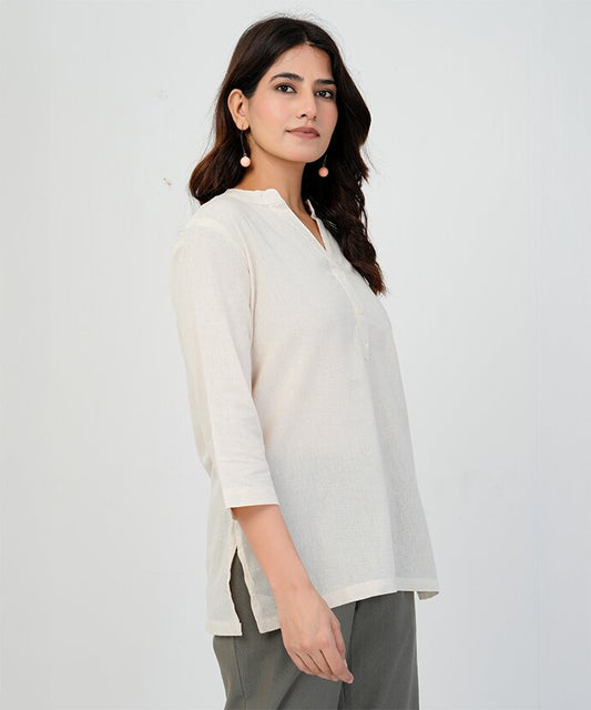 Ecru Airy Linen Short Kurta