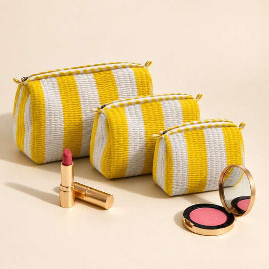 Yellow Striped Quilted Cotton Bag!