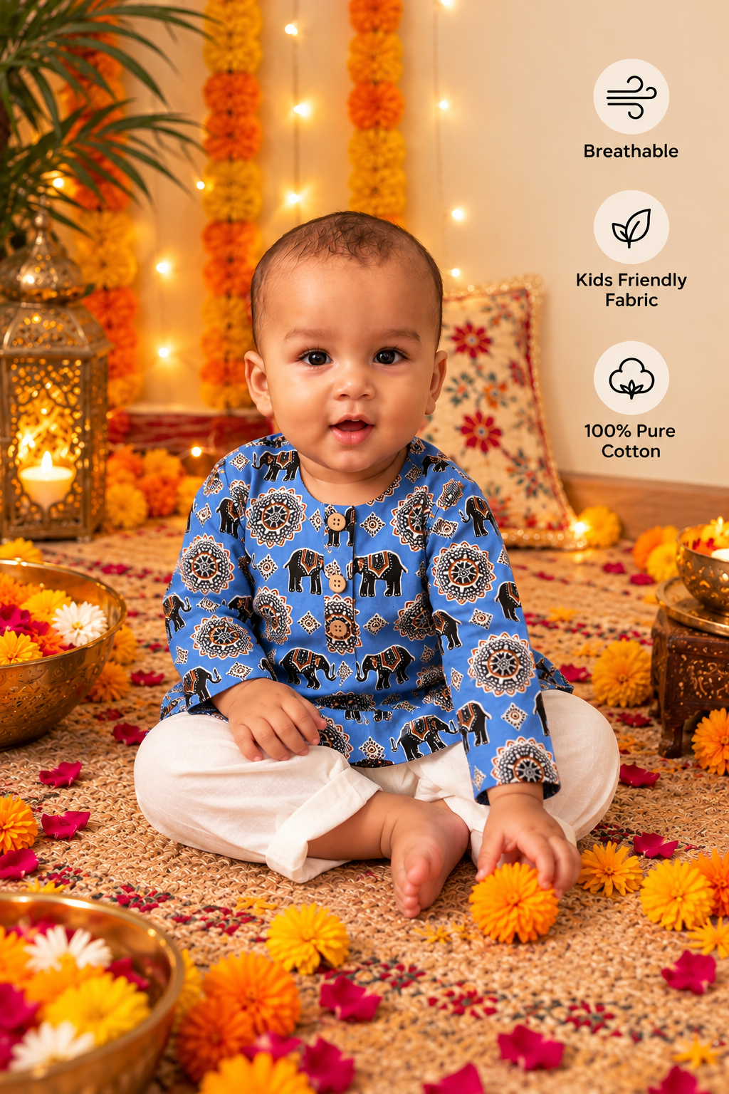 Blue Elephant Kurta Pajama