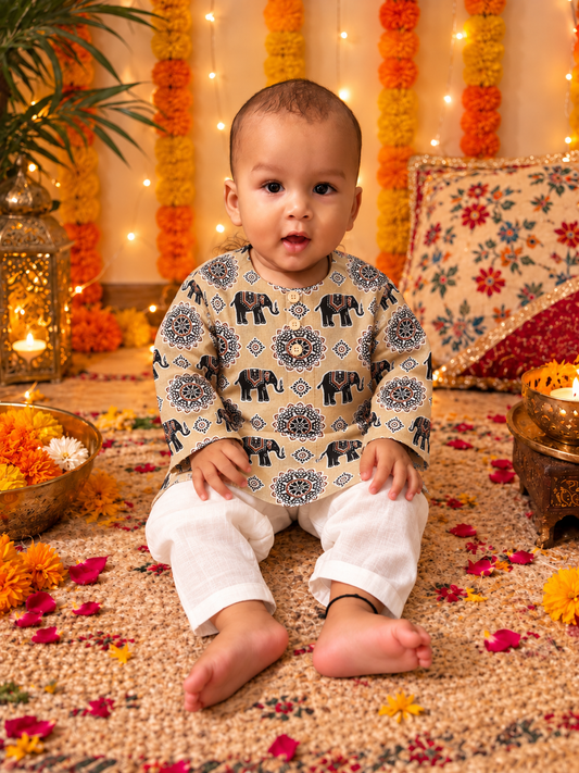 brown Elephant Kurta Pajama