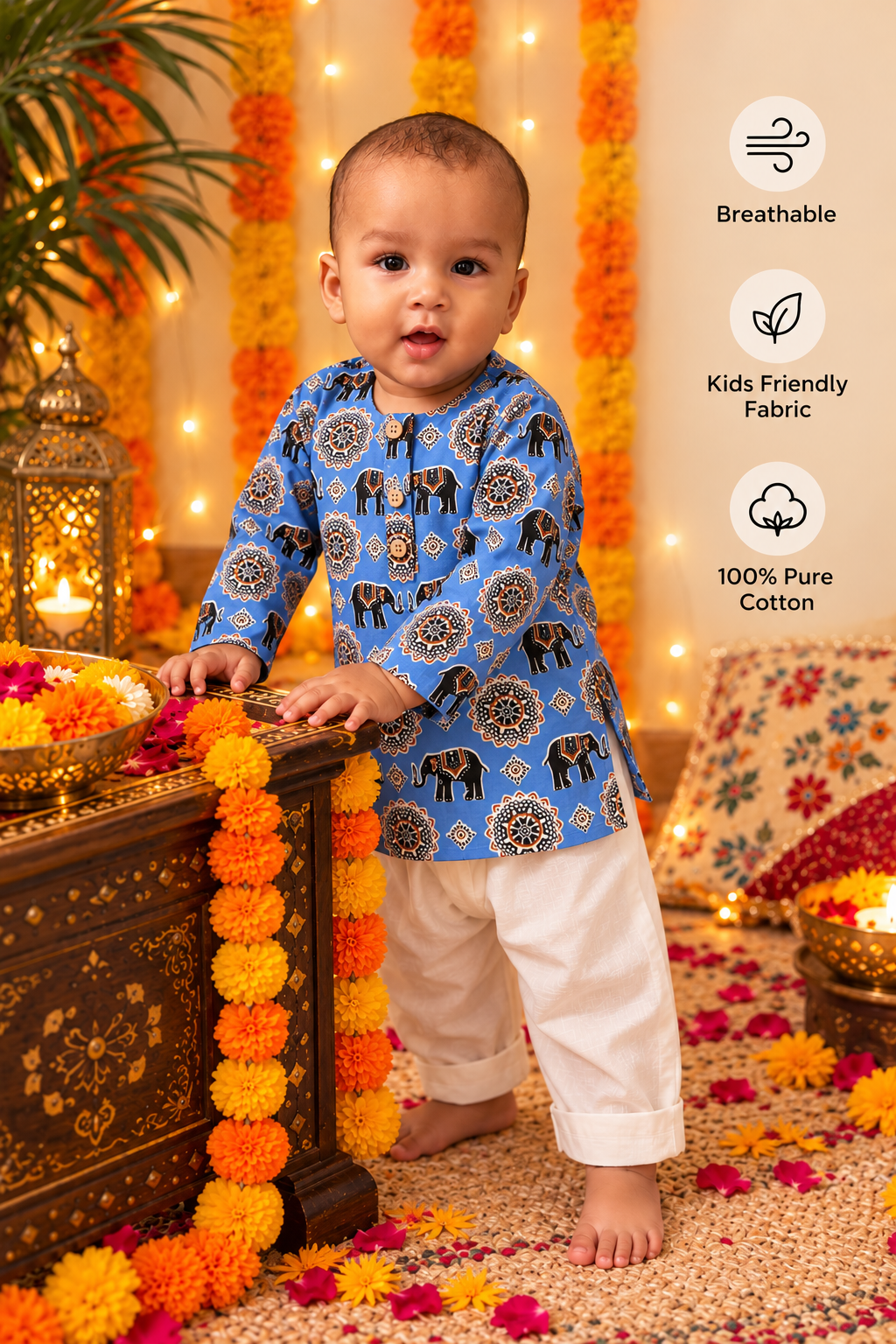 Blue Elephant Kurta Pajama
