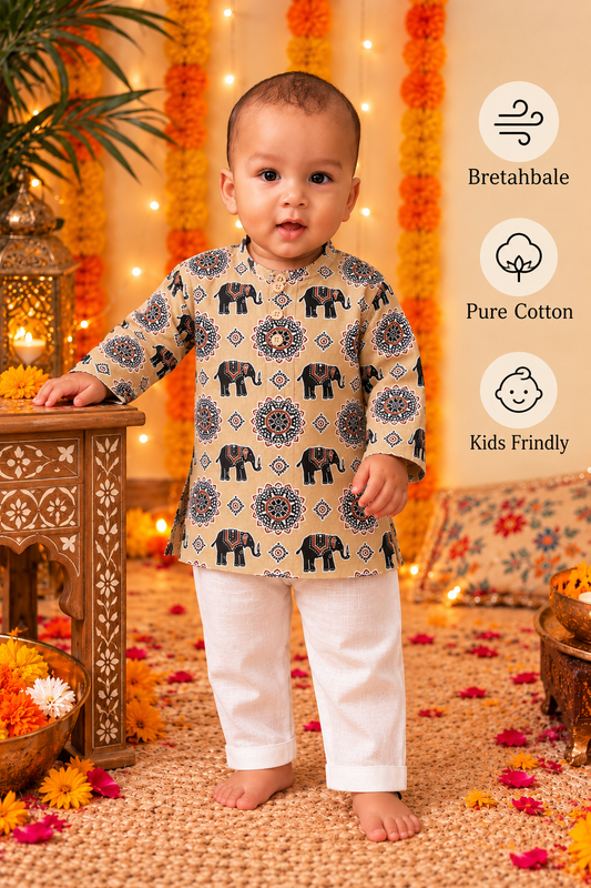 brown Elephant Kurta Pajama