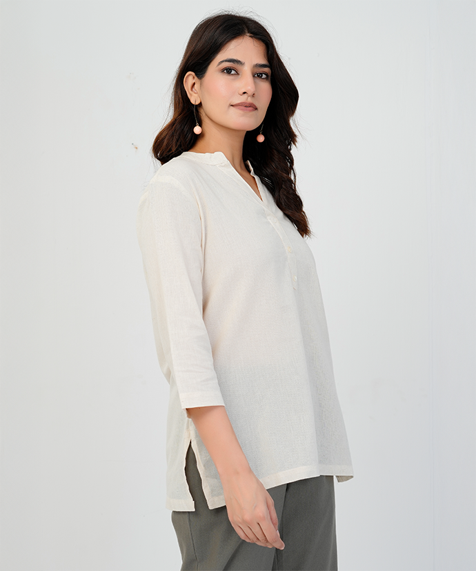 Ecru Airy Linen Short Kurta