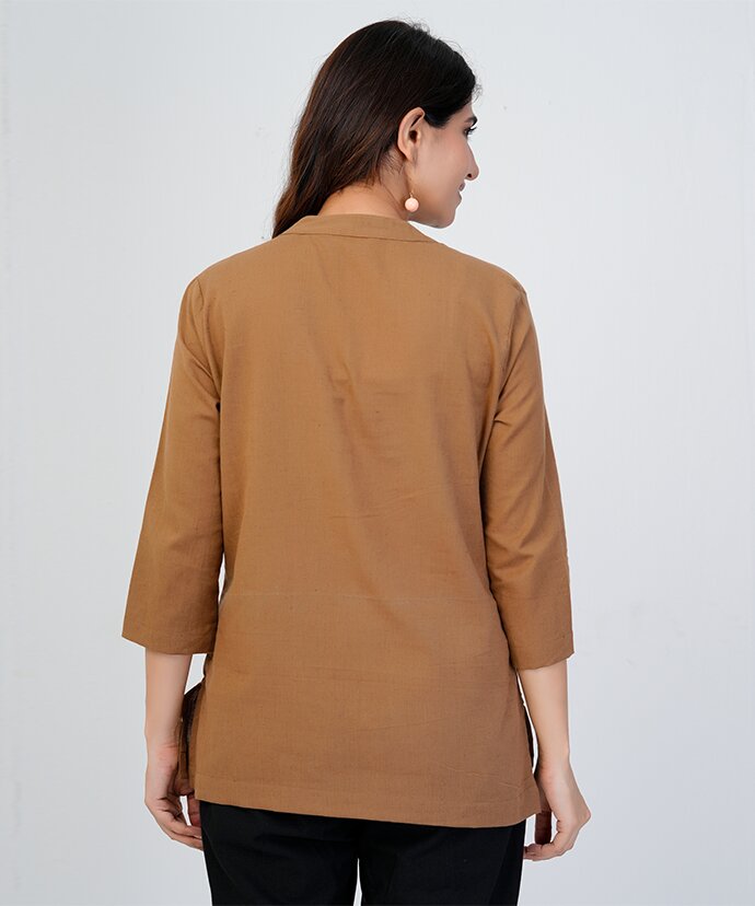 Coffee Brown Airy Linen Short Kurta