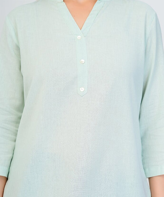 Mint Green Airy Linen Short Kurta